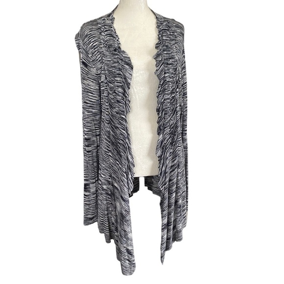 Alfani black & white space dyed long sleeve open front cardigan women’s large - Picture 1 of 9